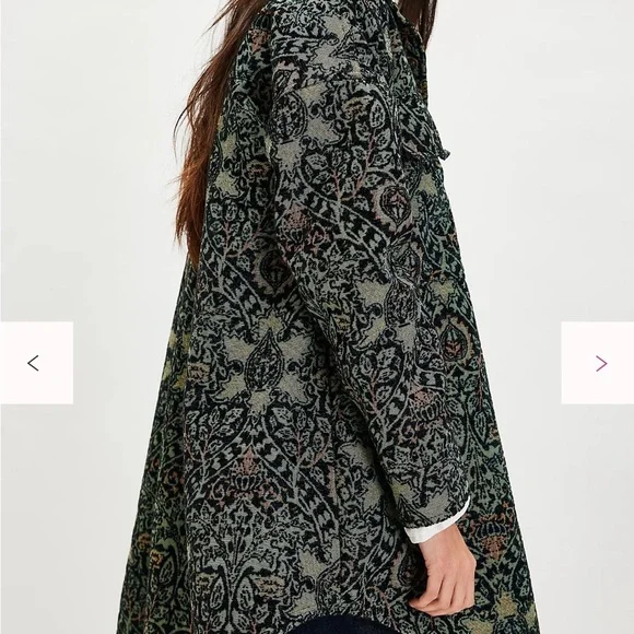 Free People We The Free Tapestry Fog Jacquard Shirt Jacket XS Boho Oversized - Picture 4 of 12
